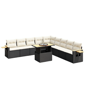 Conjunto de Sofá de Jardín con Reposabrazos Ajustables, Muebles de Exterior de Ratán PE Negro Grande, 10+ Plazas, Diseño Contemporáneo - Product Image 1