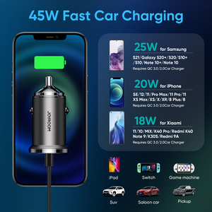 JOYROOM <span class=keywords><strong>Original</strong></span> Usb C <span class=keywords><strong>Cargador</strong></span> <span class=keywords><strong>de</strong></span> coche Carga súper rápida Pd Puertos duales 45W Cable Adaptador <span class=keywords><strong>de</strong></span> coche para teléfono <span class=keywords><strong>Samsung</strong></span> - Product Image 3