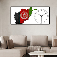 Drapeau afghan pixelisé et horloge moderne - Art en porcelaine cristalline dans un cadre en aluminium pour la décoration murale de la maison