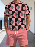 T-shirt décontracté pour homme à col rond et manches courtes, style vintage vieilli, coupe ample, motif imprimé numérique 3D, en polyester respirant