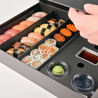 Emballage de sushi haut de gamme personnalisé, boîte à sushi de qualité alimentaire avec séparateurs intégrés, plateau à emporter, boîte rigide magnétique pliable, boîte cadeau