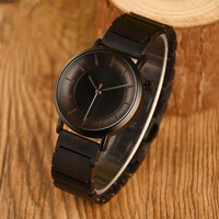 Nouvelle montre-bracelet vintage 2035 pour homme et femme, fabriquée à la main, en bois d'ébène, acier inoxydable 316L, noir, nouveau design, mode, MIYOTA