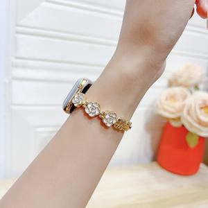 สายนาฬิกาแฟชั่น Upro สำหรับ Apple Watch 10 9 8 SE 7 6 5 4 3 สายนาฬิกาโลหะลายดอกไม้สุดหรูสำหรับ IWatch - Product Image 6