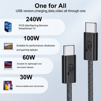 Câble de données USB4.0 PD 240W 5A à charge rapide 40 Gbit/s Type-C en nylon tressé pour mise en miroir d'écran 8K, caméra et scanner (vente en gros)