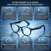 Lunettes intelligentes avec synchronisation Wi-Fi, caméra intégrée, enregistrement photo, vidéo et audio, appels sans fil mains libres, chat multilingue, lunettes connectées
