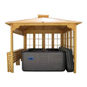 Venta superior chino Spa al aire libre Gazebo de madera al aire libre bañera de hidromasaje Pavillon