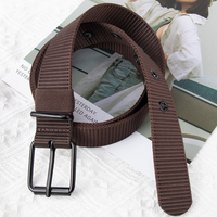 Ceinture unisexe en toile de nylon avec boucle ardillon métallique, multi-œillets, réglable, pour jeans décontractés, idéale pour l'extérieur et les étudiants, pour hommes et femmes
