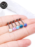 Piercing F136 con Varios Diseños de Zirconia, Piercing de Oreja Tipo Pin, Piercing de Labio, Joyería para Piercing Corporal, Pendientes con Forma de Flor