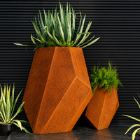 Pot & Planter Taman Baja Corten, Pot Tanaman Bunga Logam Besar untuk Dekorasi Luar Ruangan