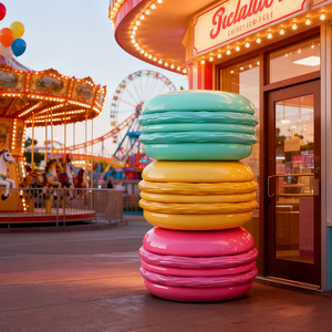 Sculpture géante personnalisée en fibre de verre Macaron, décoration colorée pour l'entrée d'un magasin de desserts, idéale pour les boulangeries, centres commerciaux et points photo - Product Image 2