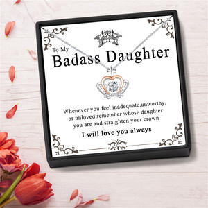 To My <span class=keywords><strong>Badass</strong></span> Daughter Crown Queen Collar Regalo de cumpleaños para hija Uso diario y ropa a juego con tarjeta y caja de regalo - Product Image 2