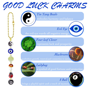 Mauvais œil voiture suspendu cristal bons jours chanceux charme 8 boule champignon trèfle à quatre feuilles pendentif mignon Boho <span class=keywords><strong>coccinelle</strong></span> intérieur <span class=keywords><strong>Kit</strong></span> - Product Image 5