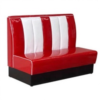 Ensemble de mobilier commercial moderne pour restaurant de type cantine américaine : canapé banquette carré à structure en fer et mousse haute densité, chaise de salle à manger et table