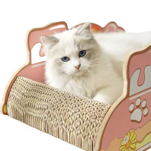 可爱纸箱耐用刮纸板屋猫玩具公寓瓦楞纸猫刮板猫屋 - Product Image 2