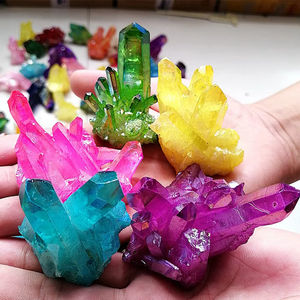 Cristaux électroplaqués multicolores, grappe de quartz Aura, quartz Aura Angel coloré, grappe de quartz clair pour souvenirs inspirés du Feng Shui - Product Image 2