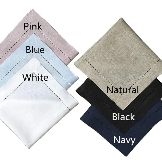 100% French Linen Napkin Table Cloth Table Runner Place Mat Hemstitched Napkins Low M O Q