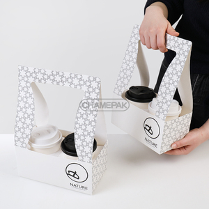 Customized <strong>Paper</strong> <strong>Cup</strong> Holder <strong>2</strong>/4/6 Coffee <strong>Paper</strong> <strong>Cup</strong> Kraft Holder Take Away Carrier - Product Image 5