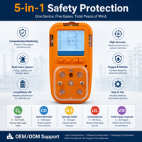 Détecteur de gaz portable HIREP 5-en-1, analyseur multi-gaz CO O2 H2S VOC LEL, vente en gros OEM ODM