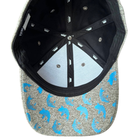 Casquette de baseball décontractée en laine mélangée grise personnalisée avec imprimé requin bleu sur la visière, style Dad Hat, OEM/ODM accepté, faible MOQ, vente en gros