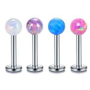G23 Titanium Opal Ball Lip Stud <b>Earrings</b> 16G Round Threaded <b>Piercing</b> Jewelry for Lips Body Jewelry - Product Image 4