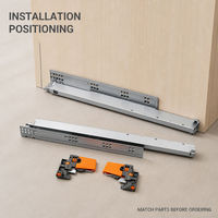 Kit de glissières métalliques à deux rails avec clips de verrouillage avant orange pour meubles et armoires