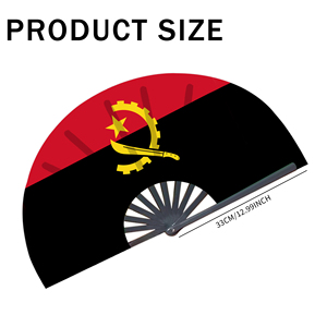Abanicos Plegables de Bambú con la Bandera de Angola al por Mayor, Abanico de Mano para Carnaval, Boda, Festival, Fiesta, Agencia de Viajes - Product Image 2