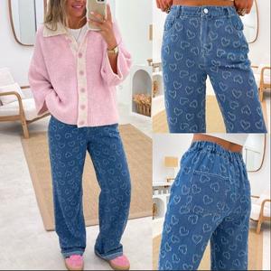 Phụ Nữ Mới Củ<span class=keywords><strong>a</strong></span> Jeans Rử<span class=keywords><strong>a</strong></span> Sạch Denim Quần Hot Bán Mỏng Phù Hợp Với Thẳng Chân Jean Quần Cho Phụ Nữ Hình Trái Tim Crochet Giản Dị Quần - Product Image 1