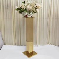 Ensemble de support de fleurs pour table de gâteau de mariage en acier inoxydable doré en verre élégant