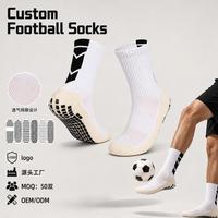 Chaussettes de football personnalisées avec logo jacquard, antidérapantes, pour l'entraînement des jeunes, vente en gros, motifs de grip sur la semelle, chaussettes de football pour hommes