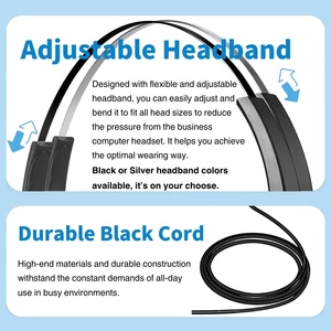 Lantronlife H50D Auriculares de centro de llamadas de precio de fábrica de gama alta con control en línea <span class=keywords><strong>Boom</strong></span> de micrófono ajustable para auriculares de teléfono de PC - Product Image 3