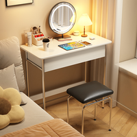 Ensemble de coiffeuse de luxe en bois avec miroir LED et cadre en acier inoxydable pour la vente en gros