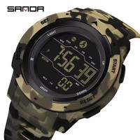 Jam Tangan Digital Olahraga Pria Sanda 2186 Tahan Air dengan Tali TPU, Jam Tangan Kasual Menampilkan Kronograf, Tanggal, dan Hari