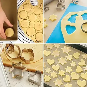 Ensemble de moules à biscuits en acier inoxydable, 12 pièces, en forme de cœur, de cercle d'étoile, pour la cuisson - Product Image 2
