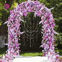 Soie Rose Violet Rose Pêche Fleur Coureur Corne Fleur Arc Guirlande Décorative Fête Fleurs Mariage