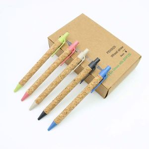 Bolígrafo Ecológico de Paja de Trigo con Tubo de Papel Kraft Neutral Verde, Reciclado, para la Escuela y Oficina - Product Image 3