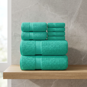 Turquoise Solid Color Bath <b>Towel</b> Set Woven Terry Cloth Soft Absorbent Home Spa Hotel Adult - Product Image 1