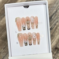 Faux ongles 3D faits main motif fleur diamant, lot de 10 pièces avec pointes longues, formes carrées, amande, stiletto et motifs papillon pour doigts
