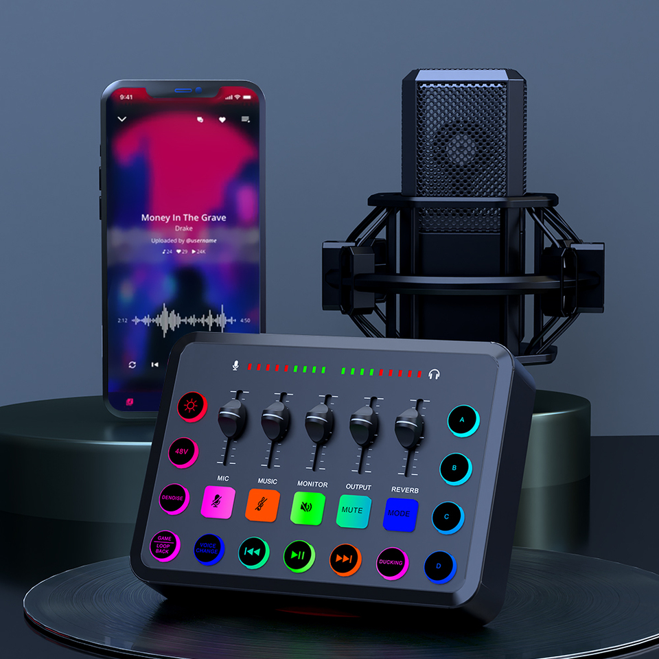 F11 5-Channel Live Sound Card Audio Mixer | Professional USB Audio Interface for Podcast, Streaming, Gaming &amp; Recording