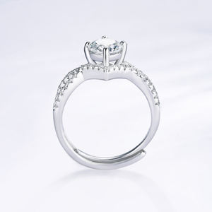 S925 Runder Ring mit Moissanit-Diamant Trendiger Hochzeits-, Versprechen- und Jubiläumsring - Product Image 2