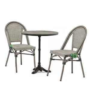 (E200779T + E9600TAR1) Outdoor Restaurant Meubelen Franse Bistro Dining Set Voor Cafe