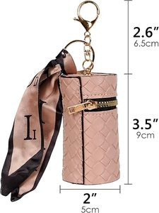 Étui à rouge à lèvres zippé, porte-clés, breloque pour foulard, mini pochette en cuir végétalien pour brillant à lèvres, à accrocher à n'importe quel sac ou porte-clés - Product Image 6