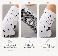 Chaussettes de Pilates Antidérapantes Personnalisables pour Femmes, Chaussettes de Yoga Mi-Mollet pour l'Automne avec Logo Jacquard Tricoté et Design