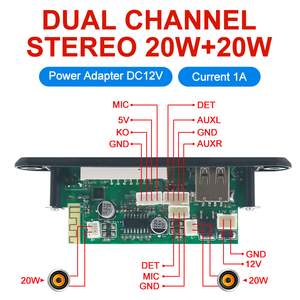 Vire Dc 12V Bluetooth 5.3 MP3 Player Decoder Board <strong>FM</strong> Radio TF USB 30W Amplifier Module Audio Receiver Car Kit