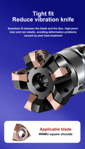 Tg wnmu phay chèn <span class=keywords><strong>90</strong></span> độ góc phải CNC thức ăn nhanh phay đầu tùy chỉnh OEM hỗ trợ với lớp phủ thiếc - Product Image 6