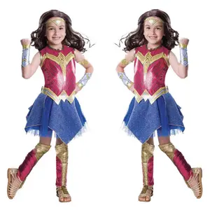 Robe de super-héros pour filles Costume Cosplay de fête d'Halloween pour bébés filles Jupe Wonder-Woman Tv & Movies pour Pâques