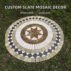 Mosaico de Pizarra Colorido de 10 mm, Parqué Redondo con Diseño Gráfico Personalizado, Decoración para Pisos de Jardín al Aire Libre - Product Image 2