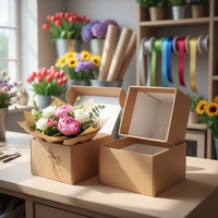 Boîte à fleurs en carton ondulé à 3 couches en matériaux recyclés haut de gamme, durable, pour la livraison de fleurs, boîte à emporter pour fleuristes, boîte à bouquet à emporter en papier