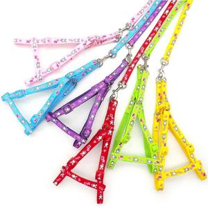 뜨거운 판매 귀여운 토끼 패턴 가죽 끈 및 하네스 세트 옵션 나일론 소재 다채로운 칼라 개를위한 클래식 스타일 인쇄 - Product Image 1