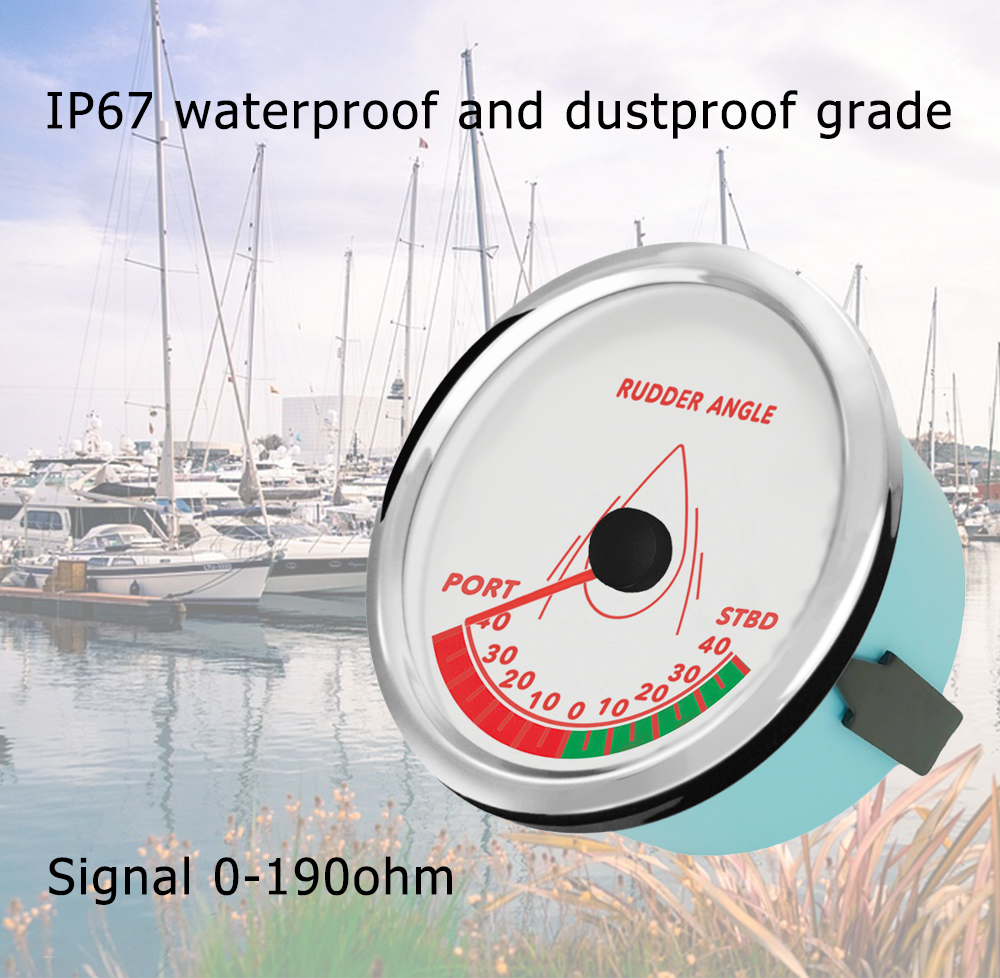 Rudder Angle Indicator Gauge Meter 0-190ohm With Parking Sensor 85mm 9-32V With Backlight