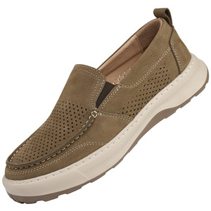 Chaussures bateau en cuir à enfiler, bout rond, semelle intermédiaire respirante en EVA, semelle extérieure en caoutchouc, chaussures décontractées d'été pour hommes - Product Image 4